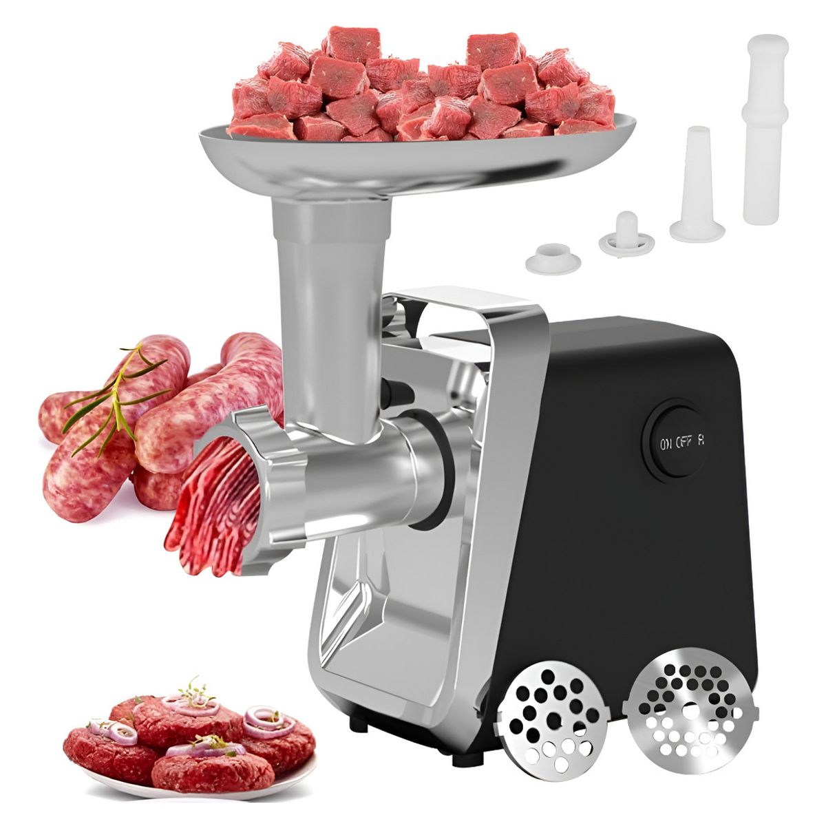 EVERSO - Picadora De Carne Eléctrica Multifunción De Acero Inoxidable