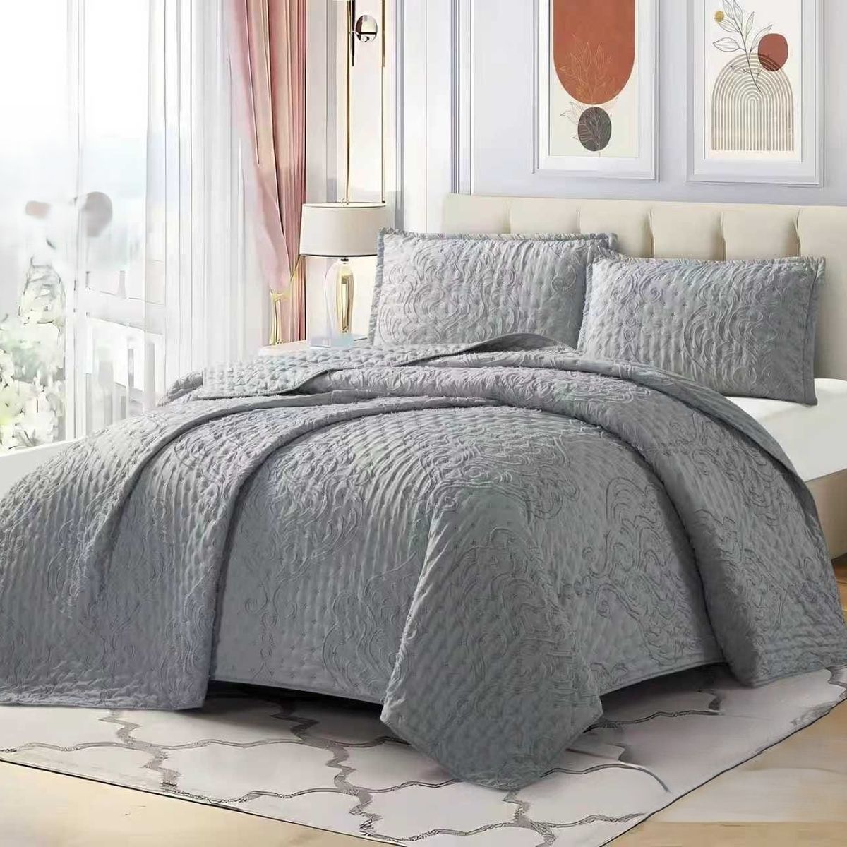GENERICO - Cobertores Quilts Verano con Bordados en alto relieve técnica Tufting