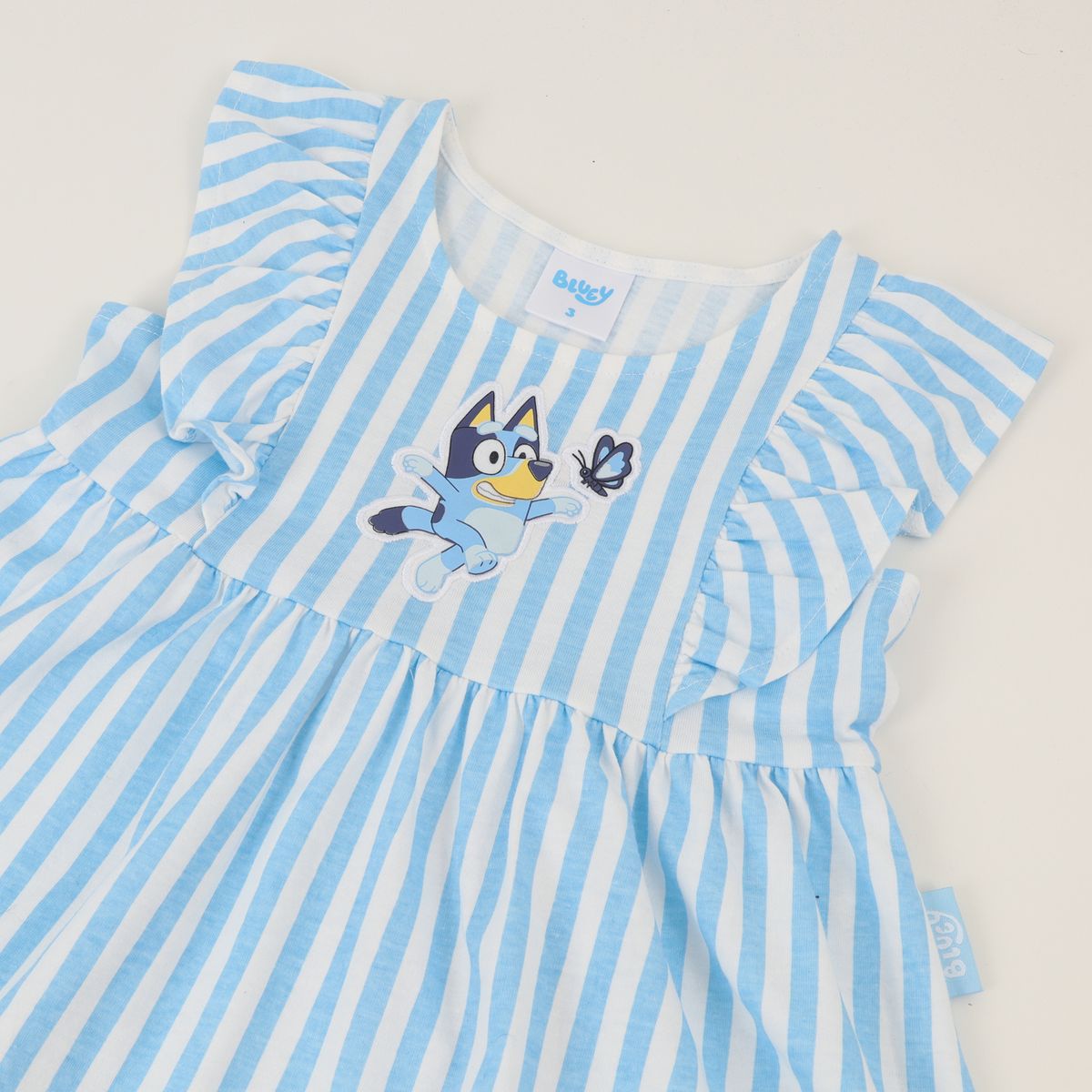 BLUEY - Vestido Sin Manga Niña Blanco Rayas Bluey Jump Bluey