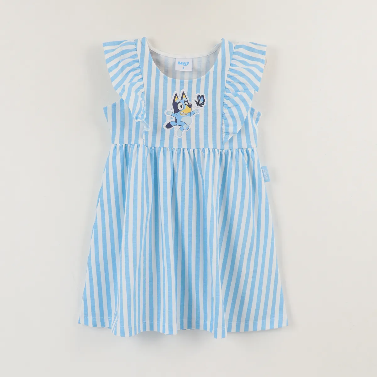 BLUEY - Vestido Sin Manga Niña Blanco Rayas Bluey Jump Bluey