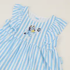 BLUEY - Vestido Sin Manga Niña Blanco Rayas Jump