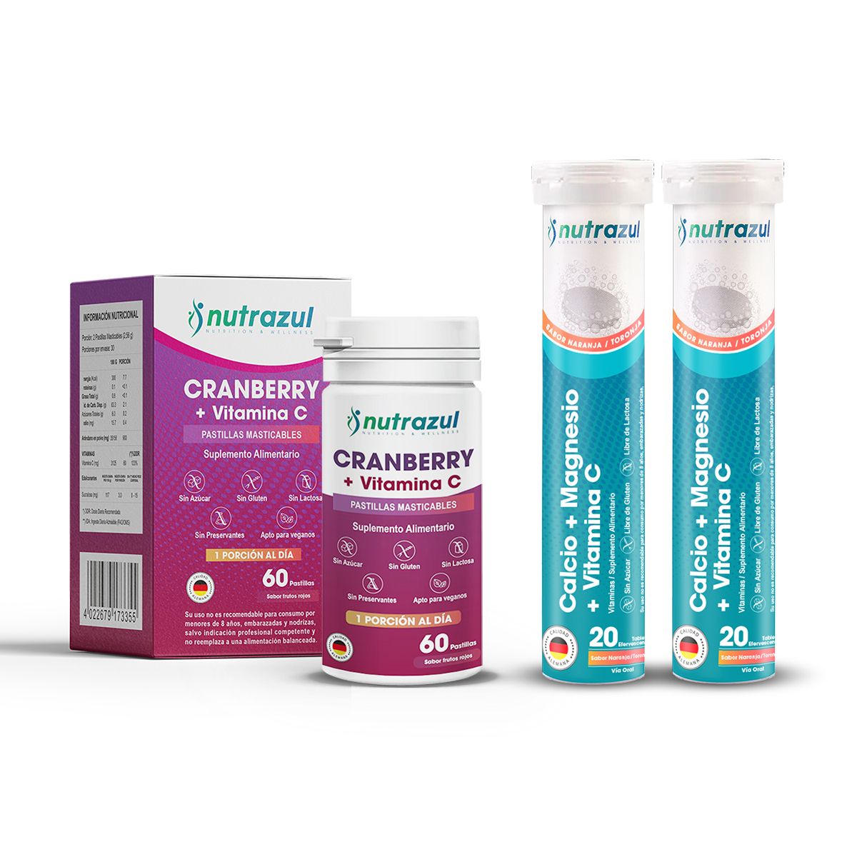 NUTRAZUL - Cranberry Vit C + Calcio - Magnesio  Nutrazul -pack 3 U