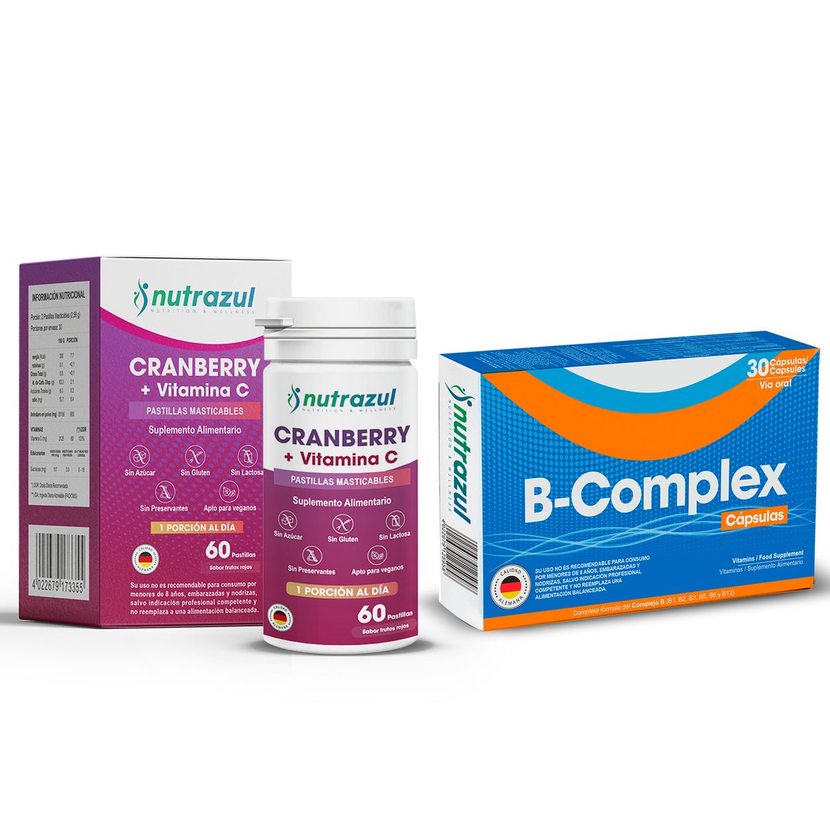 NUTRAZUL - Cranberry Vitamina C + B-complex Nutrazul -pack 2 Unidades