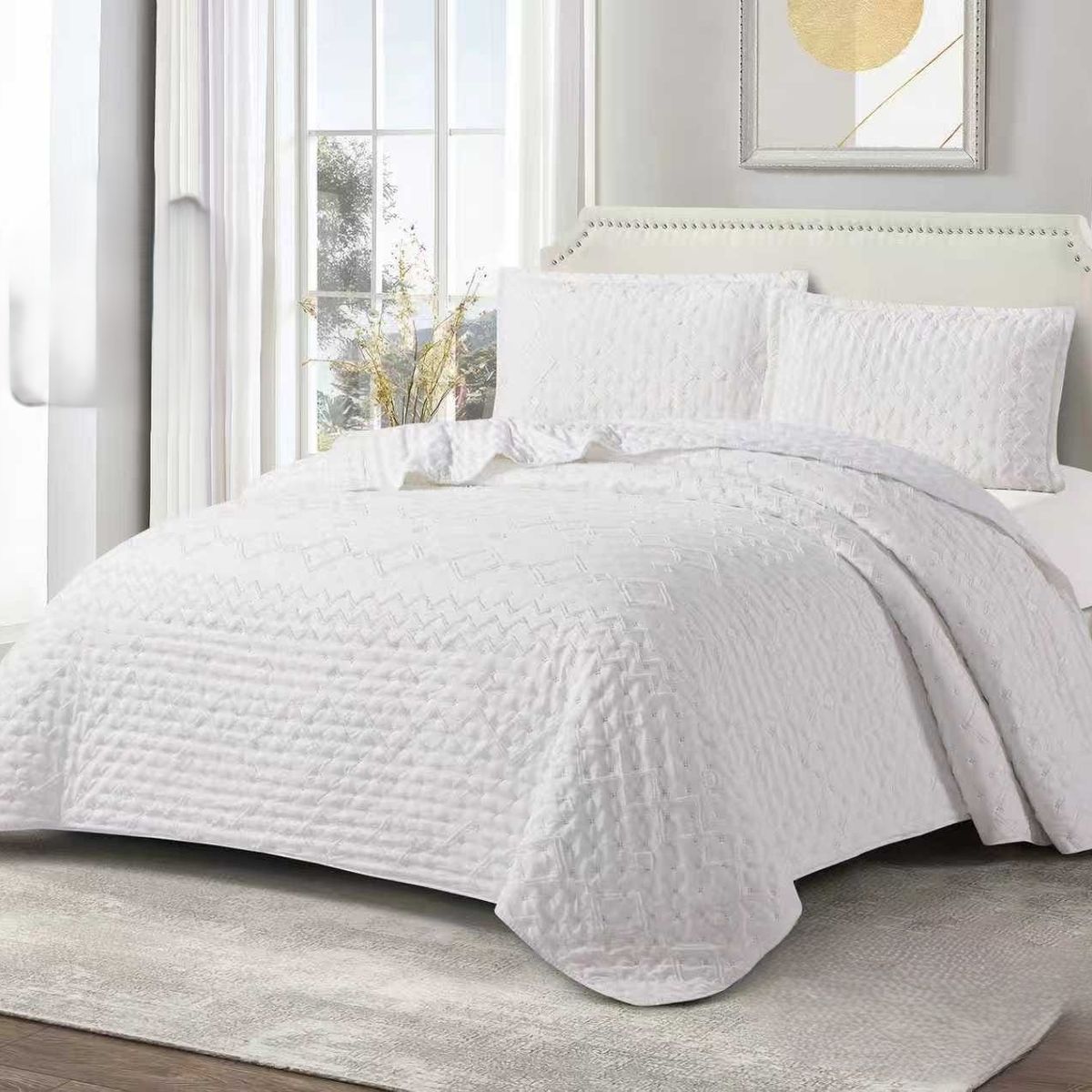 GENERICO - Cobertores Quilts Verano con Bordados en alto relieve técnica Tufting