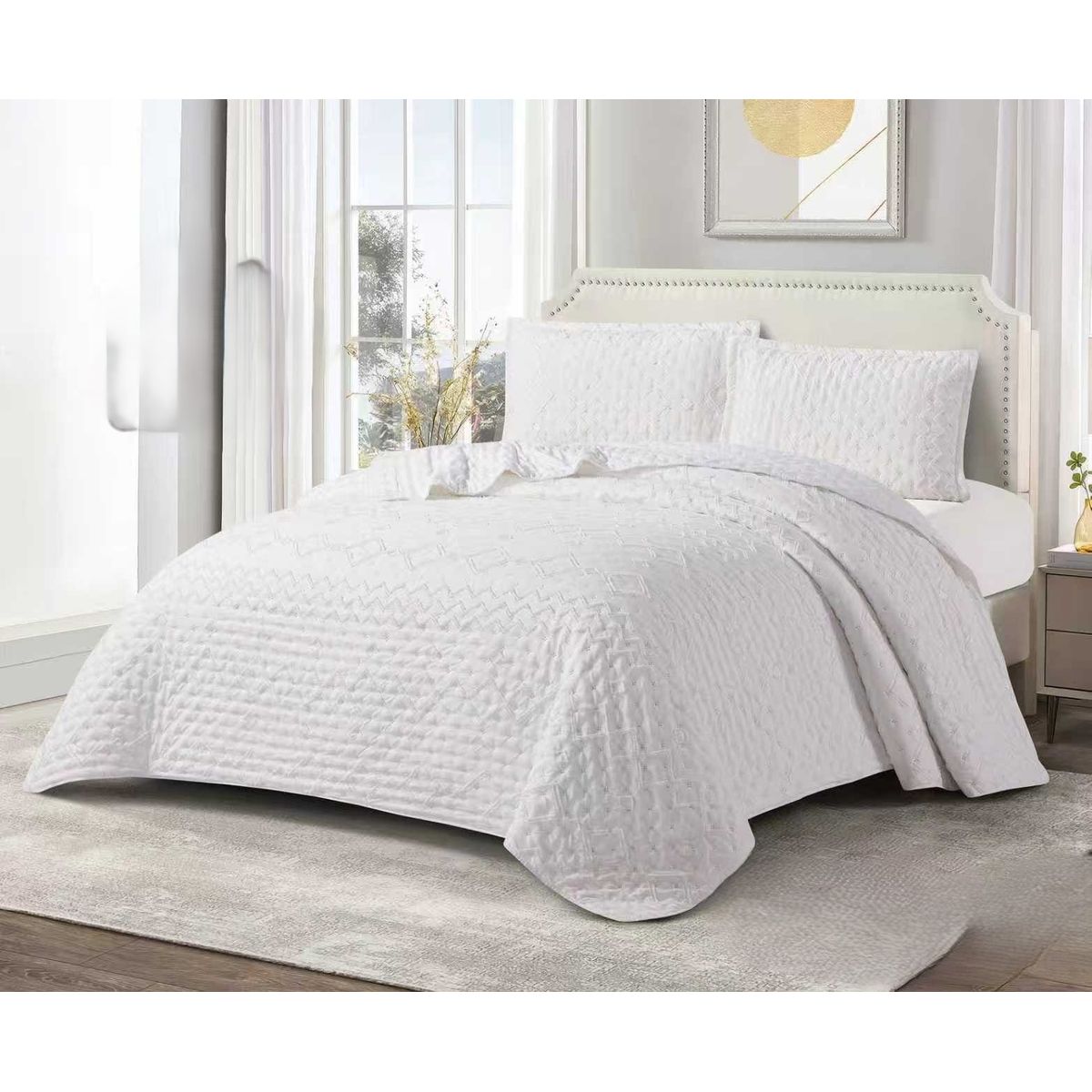 GENERICO - Cobertores Quilts Verano con Bordados en alto relieve técnica Tufting