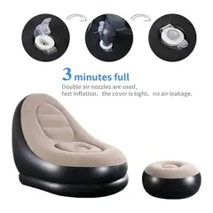 GENERICO - Tumbona Inflable Sofa Inflable Con Reposa Pies Portatil Gris