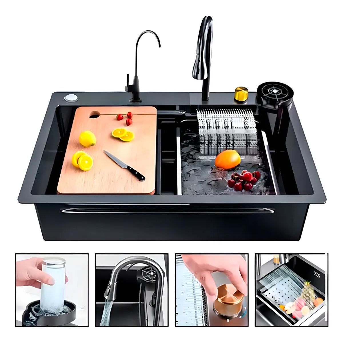 GENERICO - Lavaplatos Cascada Lavavasos Llave 2 Modos 68x45cm Premium