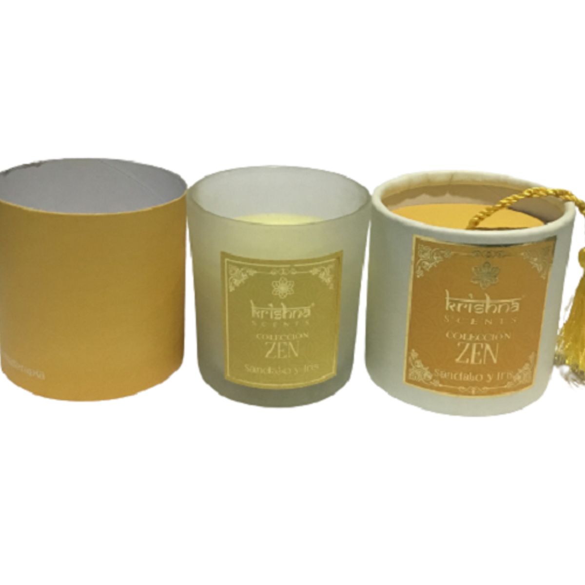 GENERICO - Velas aromaticas Krishna Scents coleccion Zen Aroma Sandado Iris