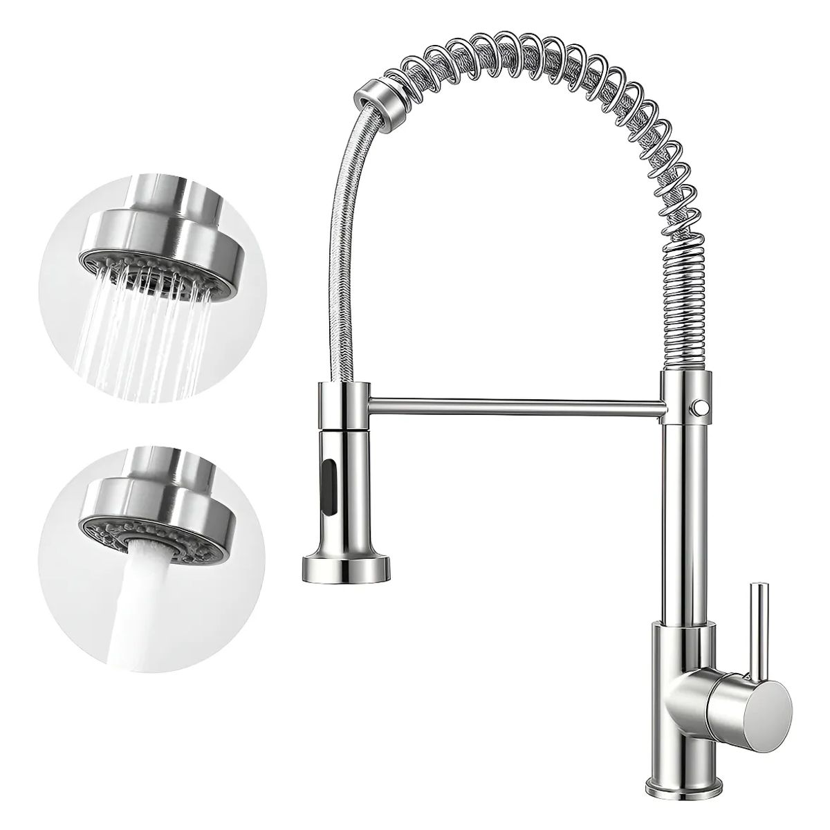 GENERICO - Llave Monomando Lavaplatos Cocina Grifo Flexible Cromado Plateado Brillante