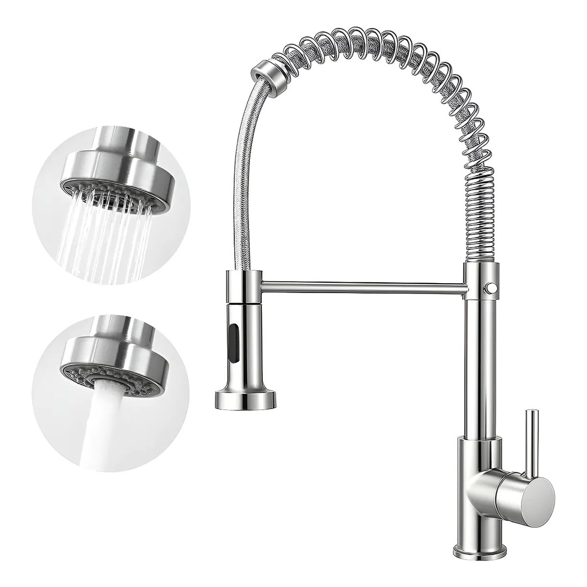 GENERICO - Llave Monomando Lavaplatos Cocina Grifo Flexible Cromado Plateado Brillante