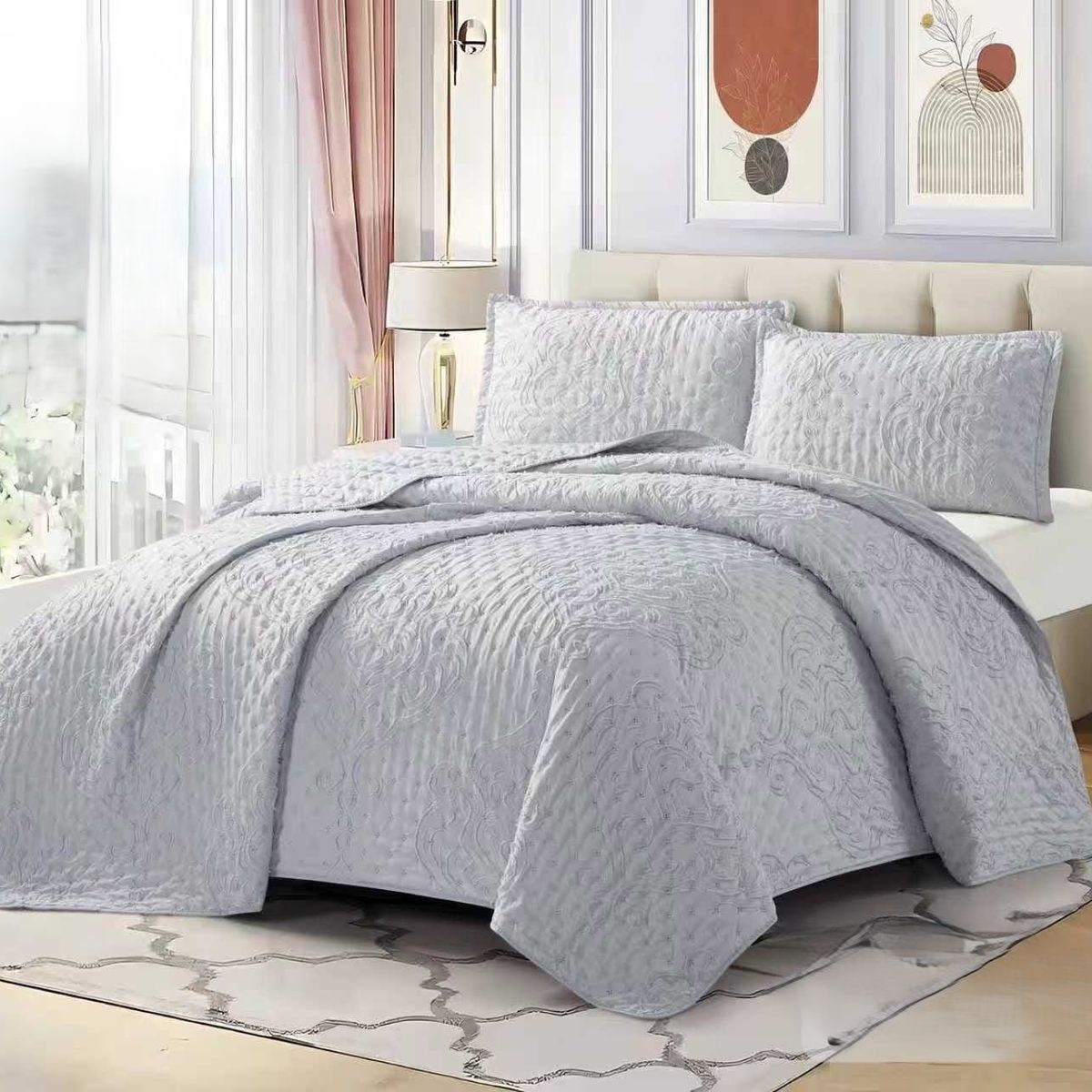 GENERICO - Cobertores Quilts Verano con Bordados en alto relieve técnica Tufting