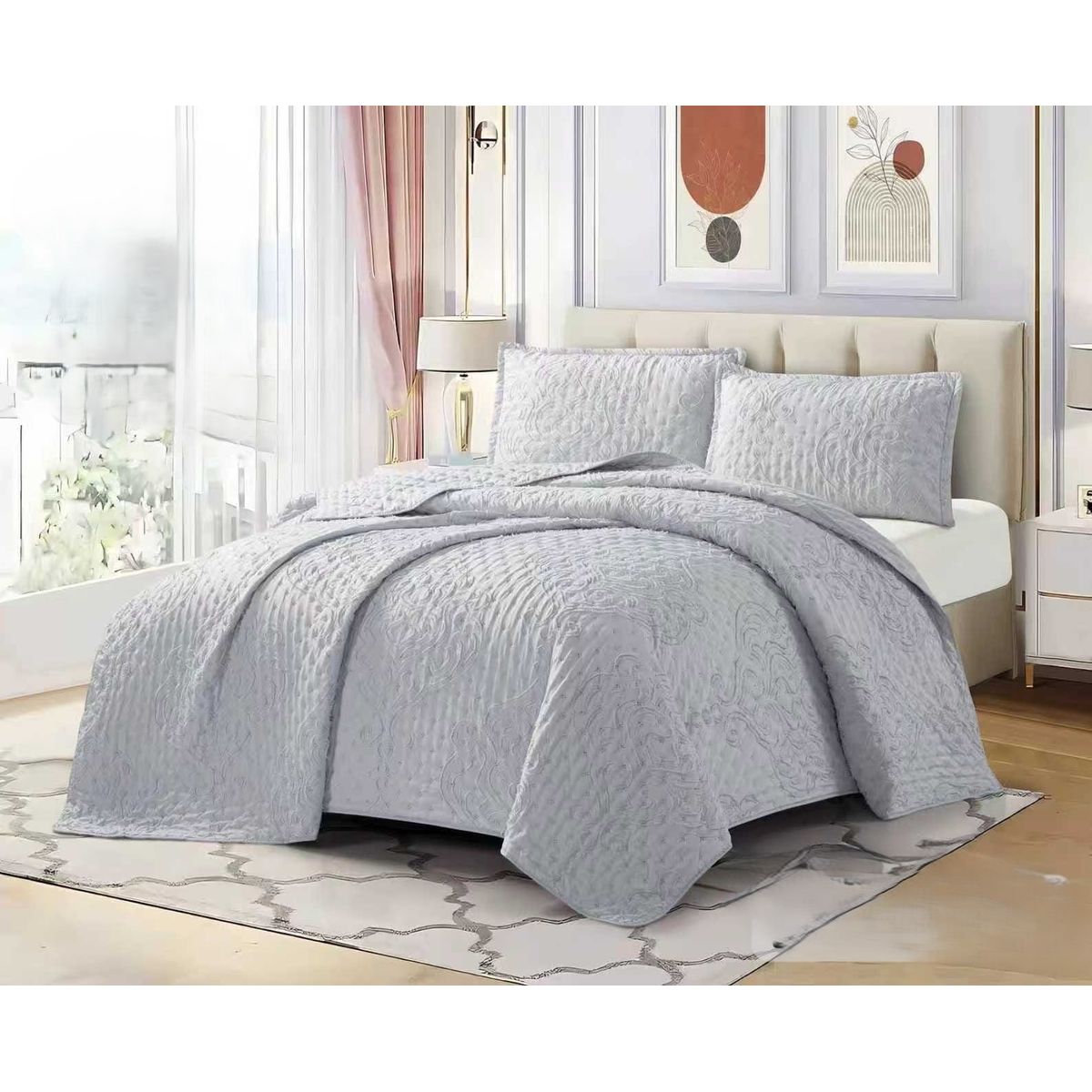 GENERICO - Cobertores Quilts Verano con Bordados en alto relieve técnica Tufting