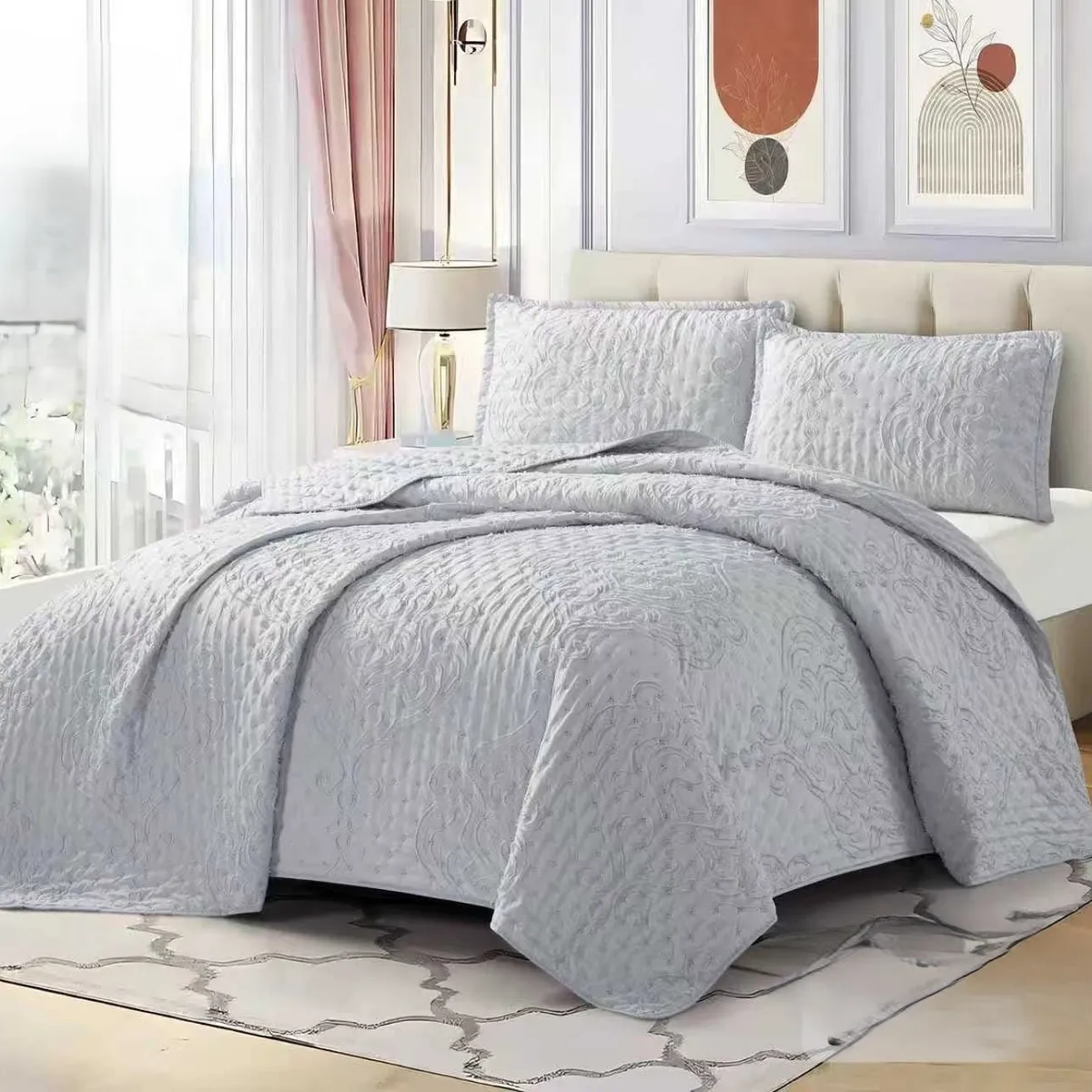 GENERICO - Cobertores Quilts Verano con Bordados en alto relieve técnica Tufting