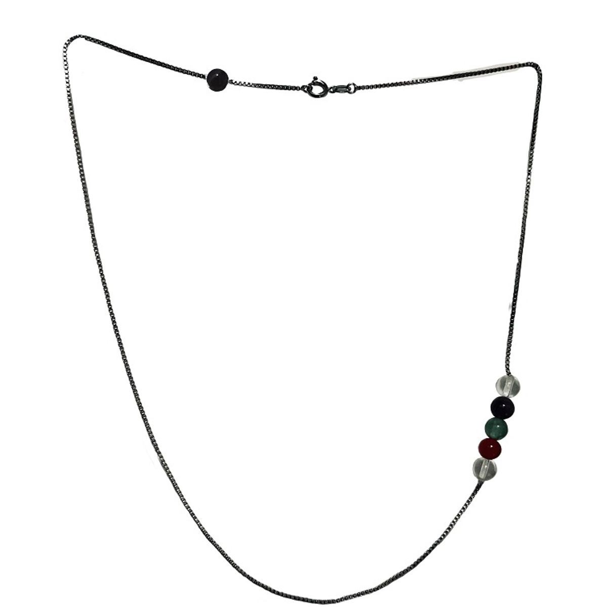 TAETHAI - Collar tipo cadena fina de plata 925 con adorn piedras