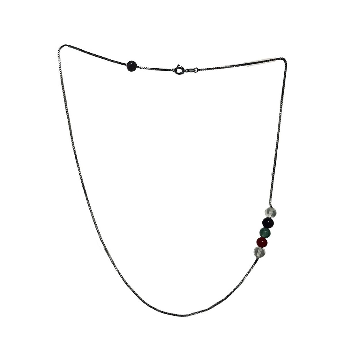 TAETHAI - Collar tipo cadena fina de plata 925 con adorn piedras