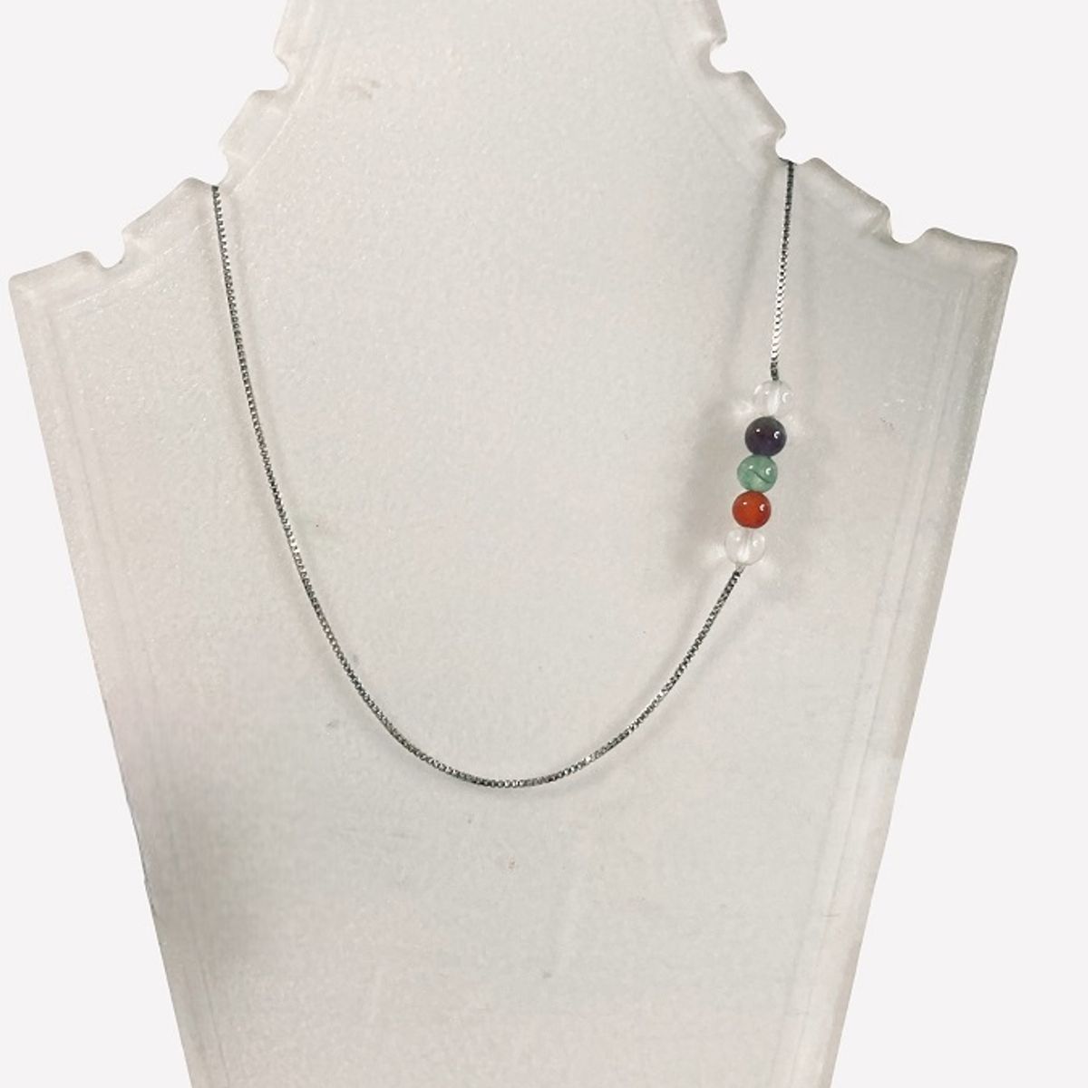 TAETHAI - Collar tipo cadena fina de plata 925 con adorn piedras