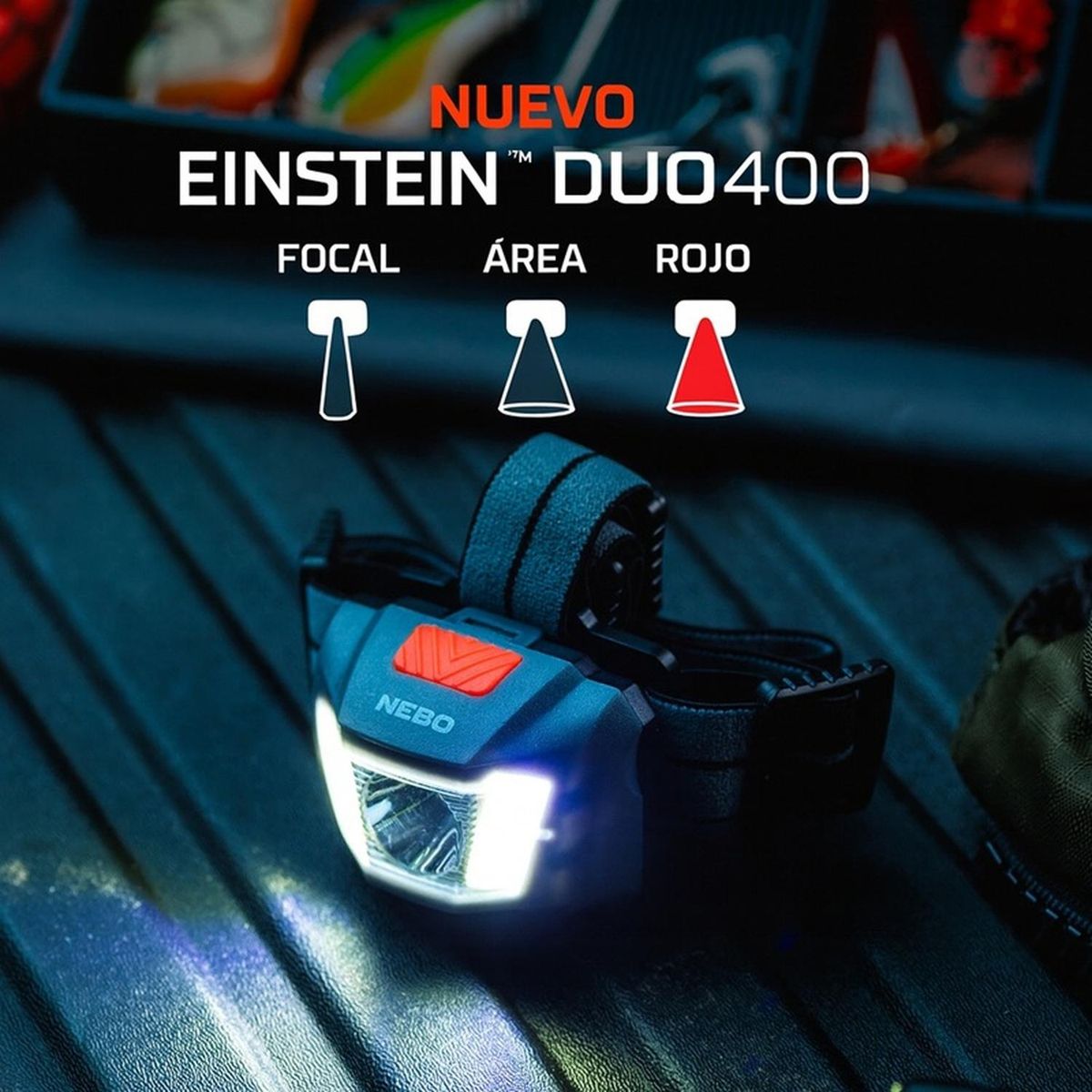 NEBO - Linterna Frontal Pilas / Recargable NEBO Einstein DUO 400 Lúmenes