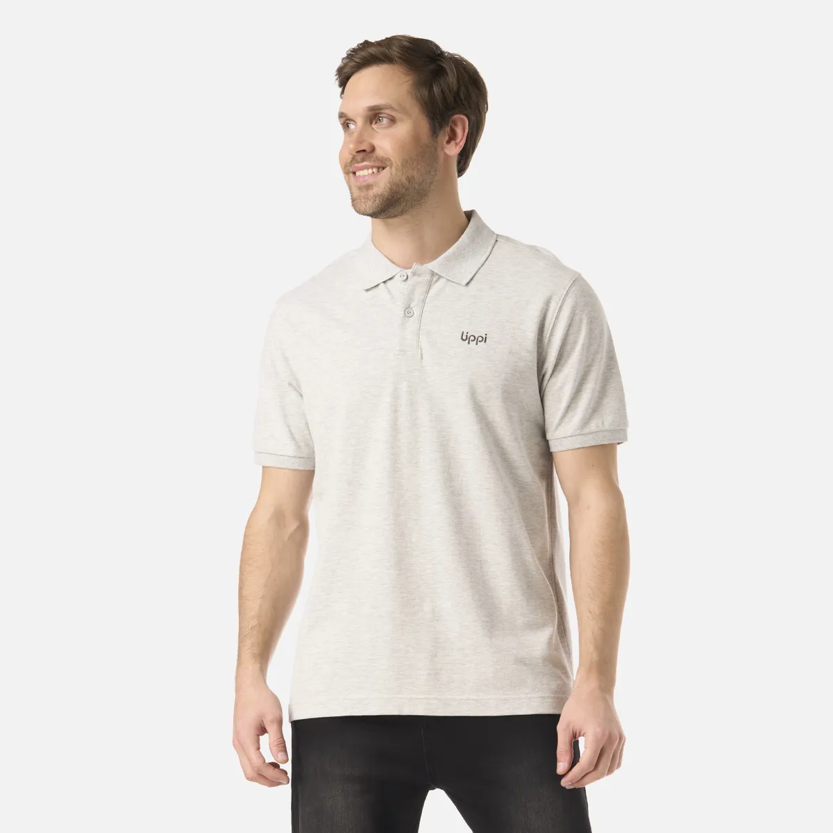 LIPPI - Polera Hombre First Class Elastic Polo Melange Gris Lippi