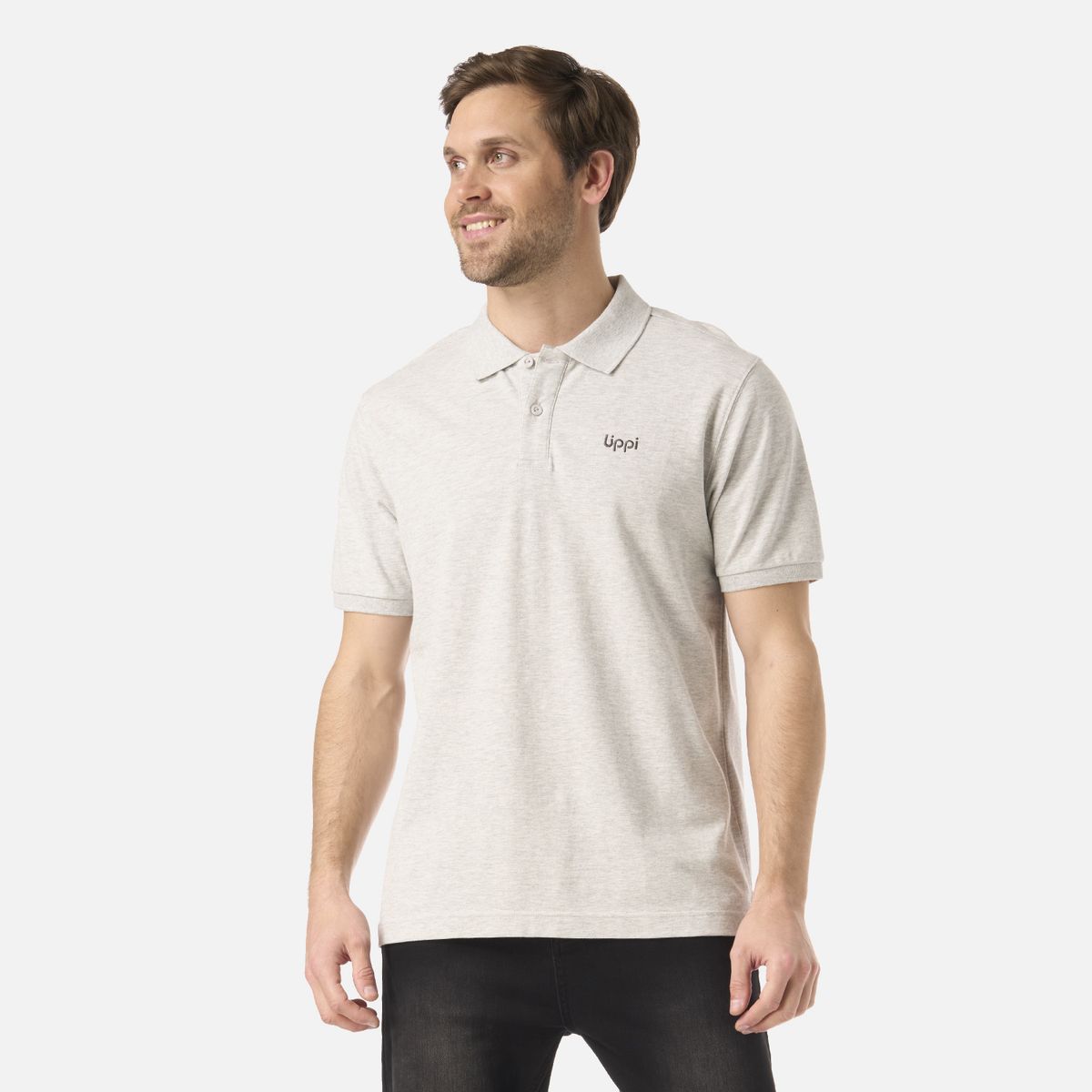 LIPPI - Polera Hombre First Class Elastic Polo Melange Gris Lippi