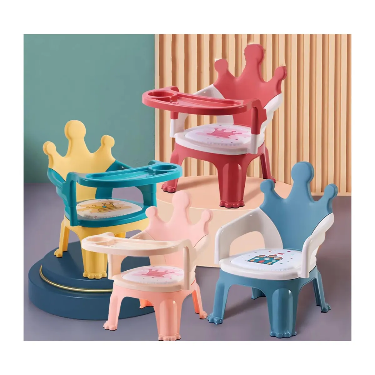 GENERICO - Silla Para Comer De Bebe Portatil 2 En 1 Azul Infantil