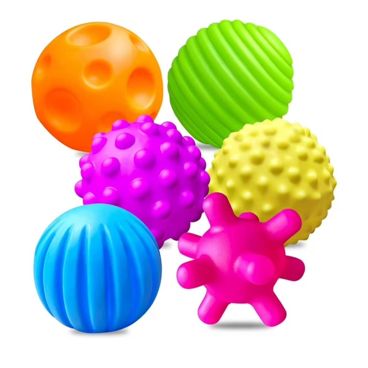 GENERICO - Pack 6 Pelotas Sensoriales Texturizadas Para Bebes