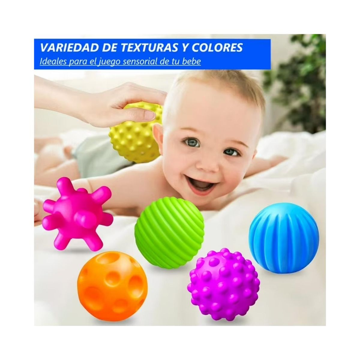 GENERICO - Pack 6 Pelotas Sensoriales Texturizadas Para Bebes
