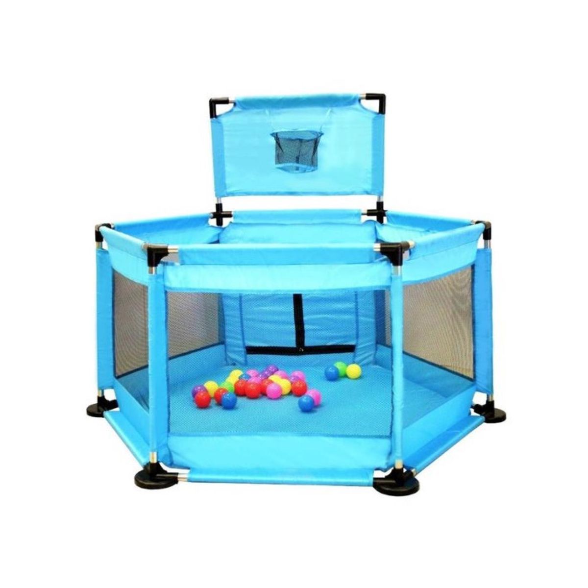 GENERICO - Corral Para Bebe Con Seguridad Pelotas Y Aro De Basquet