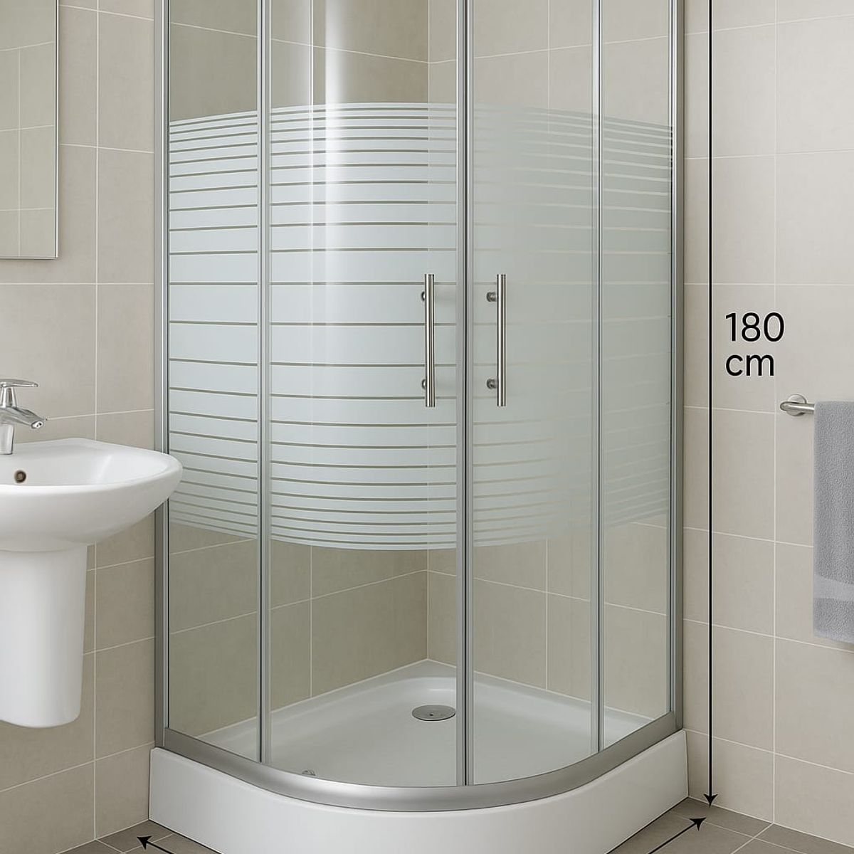 GENERICO - Mampara Ducha Curva 70x70cm Vidrio Templado Aluminio Plateado