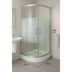 GENERICO - Mampara Ducha Curva 70x70cm Vidrio Templado Aluminio Plateado
