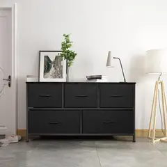 YOMYM - Cómoda para Dormitorio con 5 Cajones, Cómoda Ancha, Cómoda de Tela100×30×55 cm