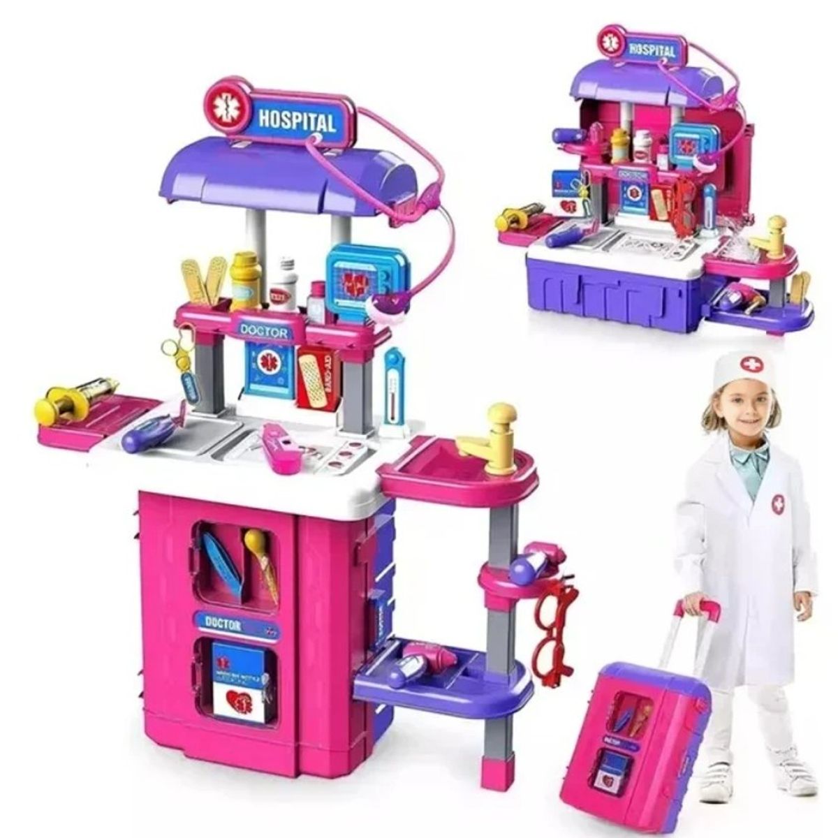 GENERICO - Maletin hospital 3 EN 1 ROSADO