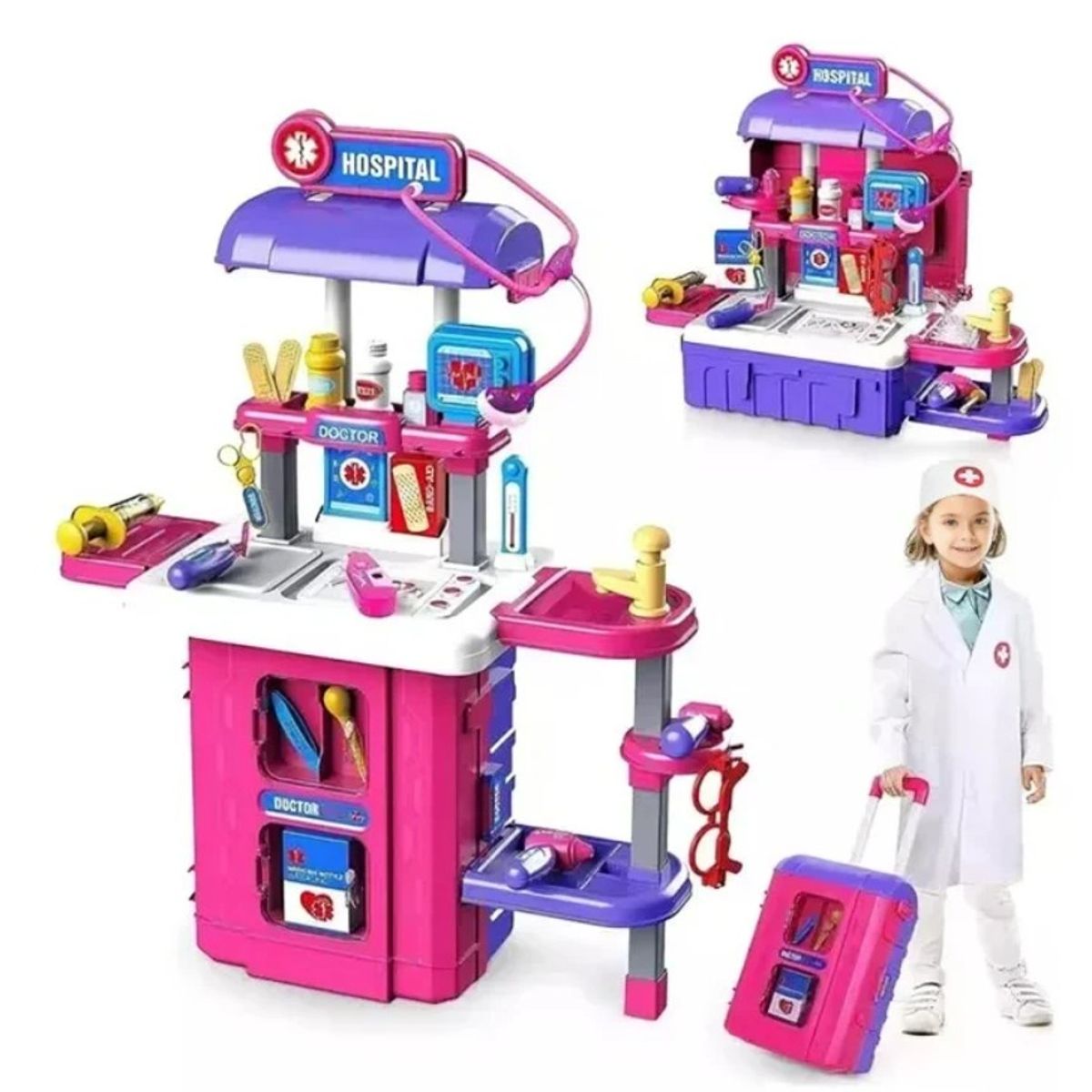 GENERICO - Maletin hospital 3 EN 1 ROSADO