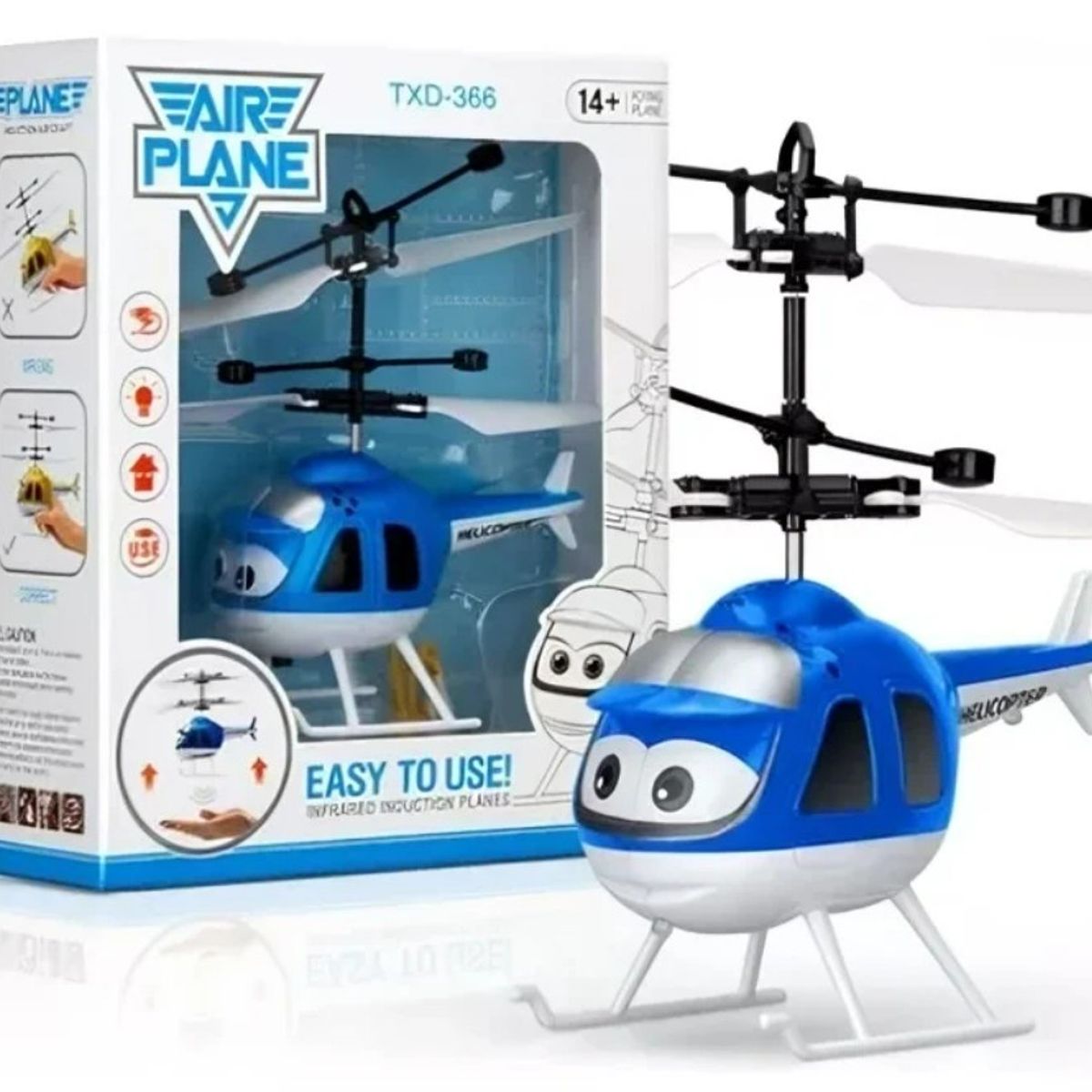 GENERICO - Helicóptero Infantil Azul sin Control Juego al Aire Libre