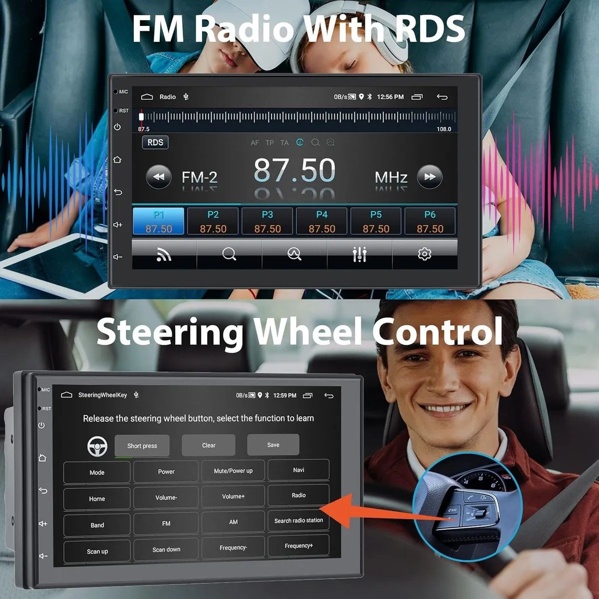 KUANGYE - Radio 7in Carplay Android Auto 1 Din Qled 2+32bg Inalámbrico