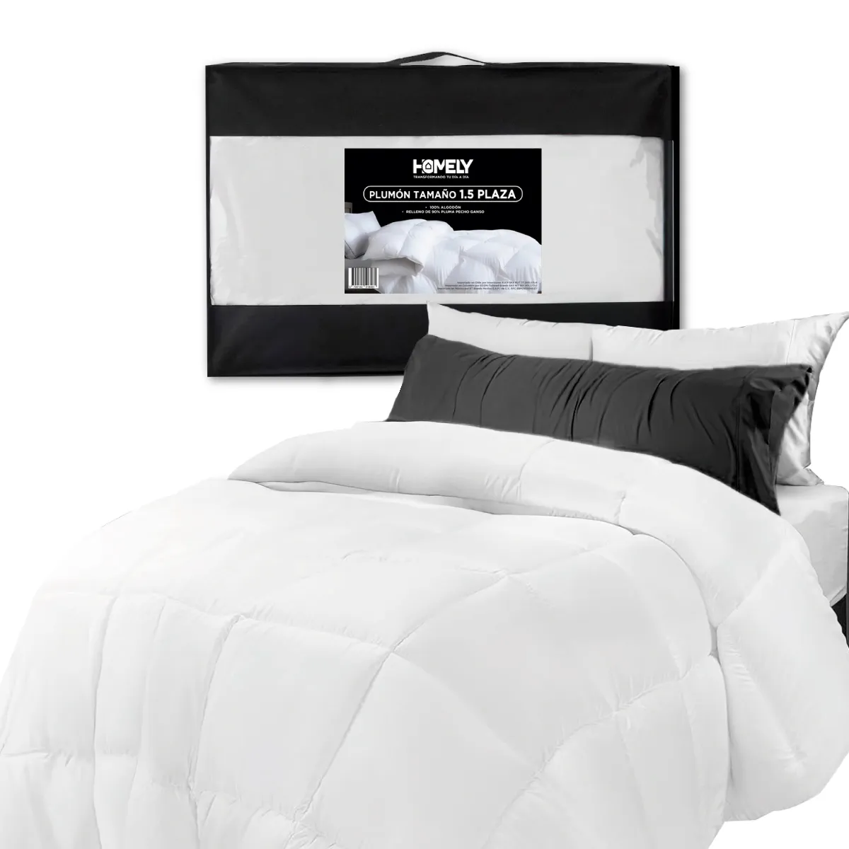 HOMELY - Cubrecama Cobertor 1.5 Plazas 90% Pluma Pecho Ganso Homely