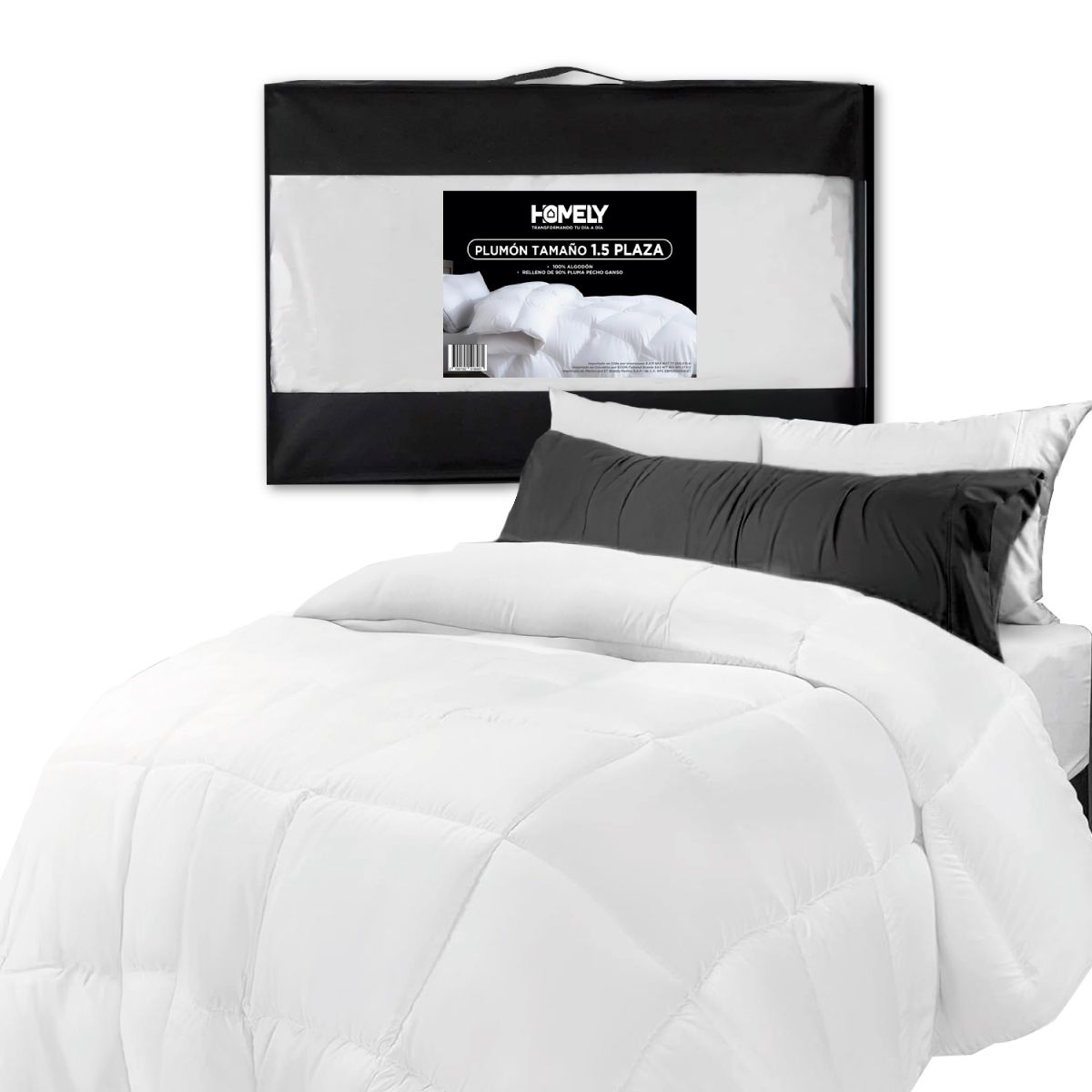 HOMELY - Cubrecama Cobertor 1.5 Plazas 90% Pluma Pecho Ganso Homely