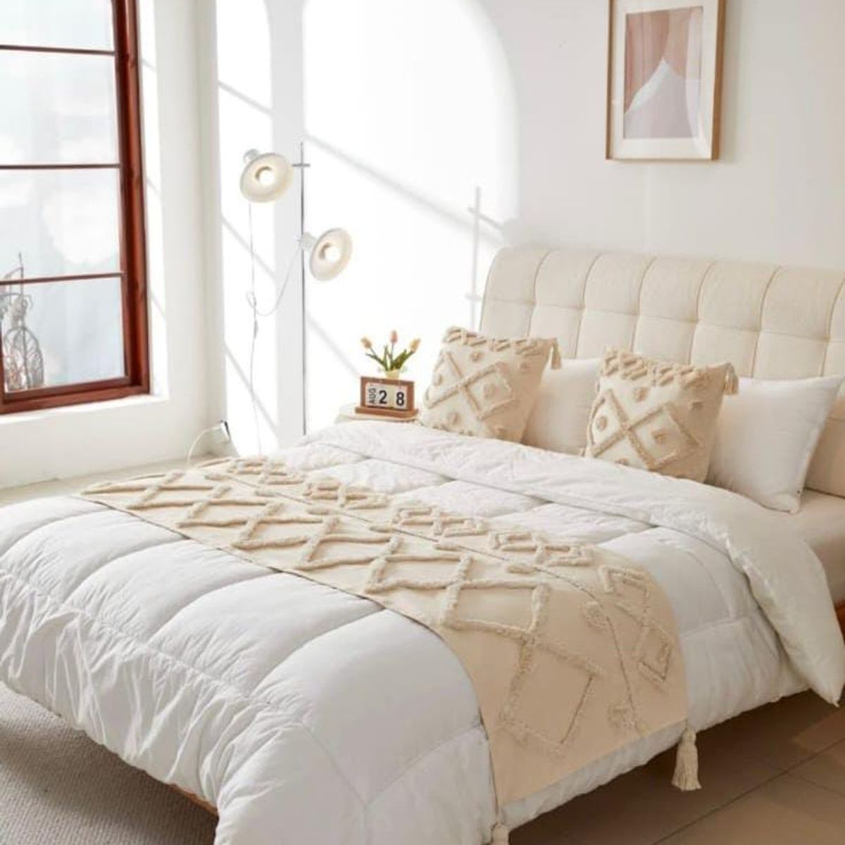 GENERICO - Piecera de Cama Decorativa con Textura Acolchada  Estilo Moderno y Elegante