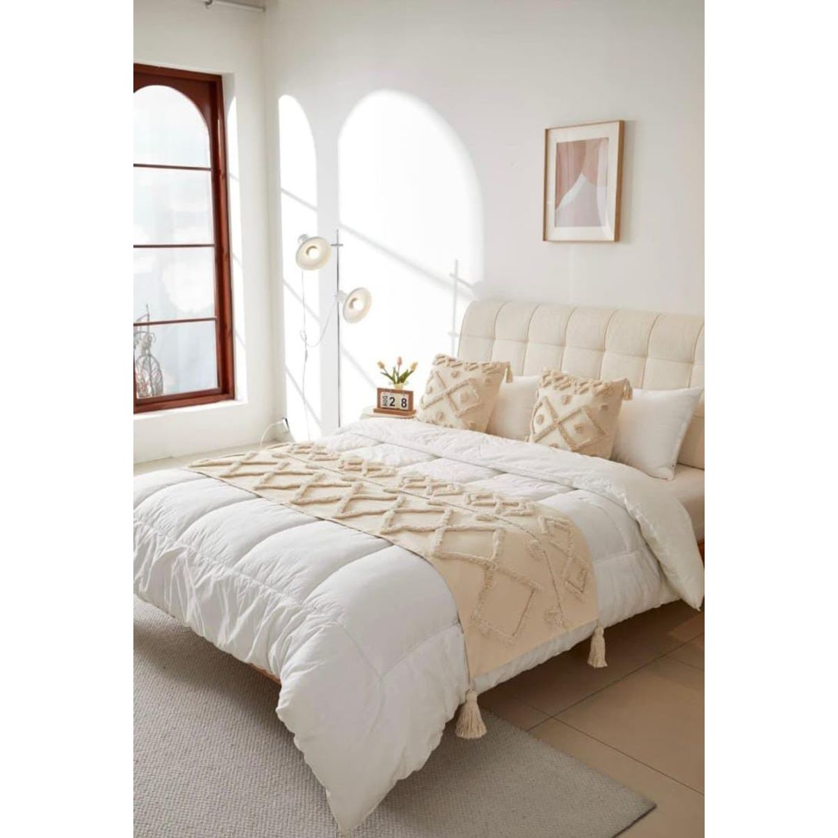 GENERICO - Piecera de Cama Decorativa con Textura Acolchada  Estilo Moderno y Elegante