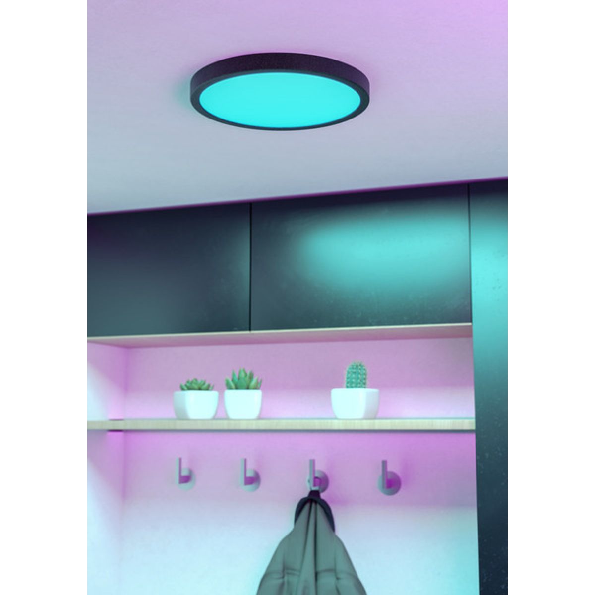 EGLO - Foco Plafon Led Sobrepuesto Fueva 6 Z Negro Regulable RGB Control Remoto 28cm 14w Interior Exterior