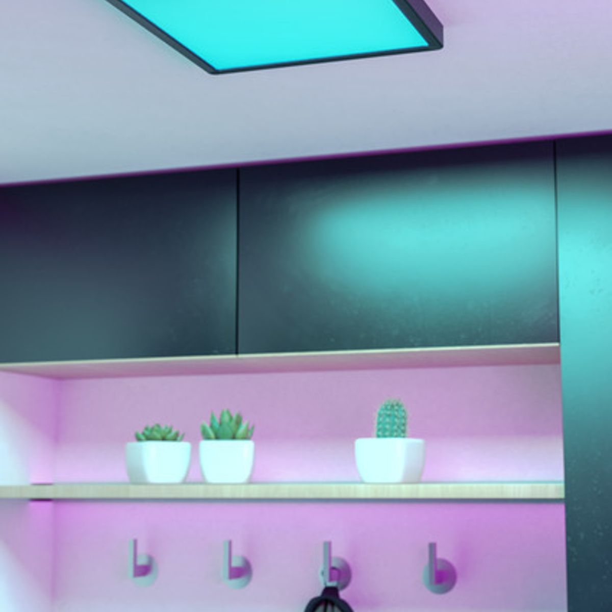 EGLO - Foco Plafon Led Sobrepuesto Fueva 6 Z Negro Regulable RGB Control Remoto 30cm 14w Interior Exterior.