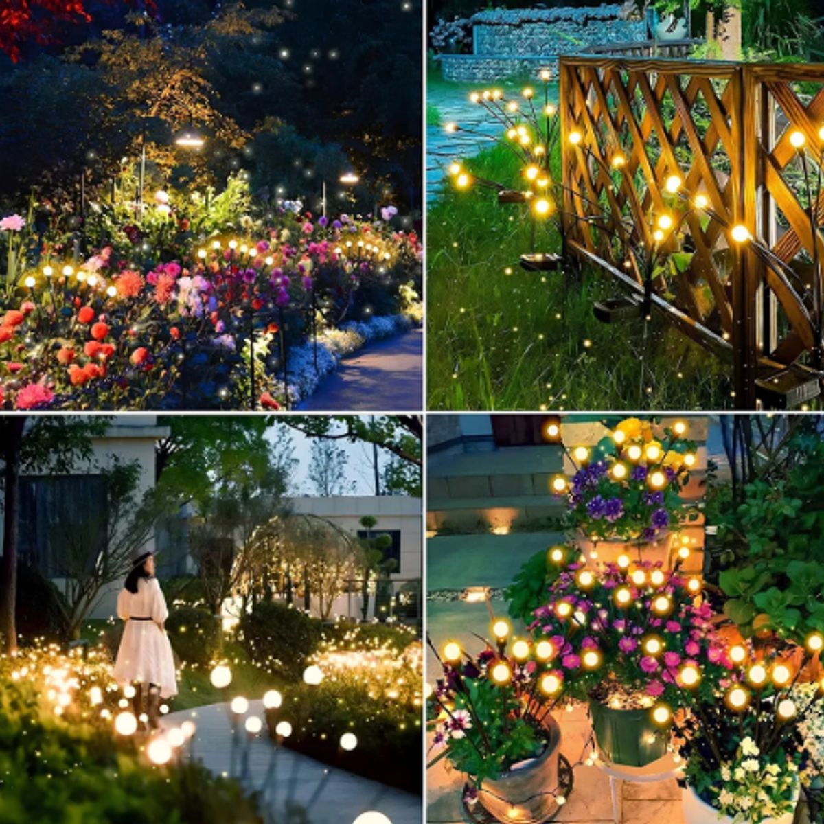 GENERICO - Luces Led Estaca Luciérnaga Navidad Solar De Jardín Pack X2 Luces Amarillo Cálido