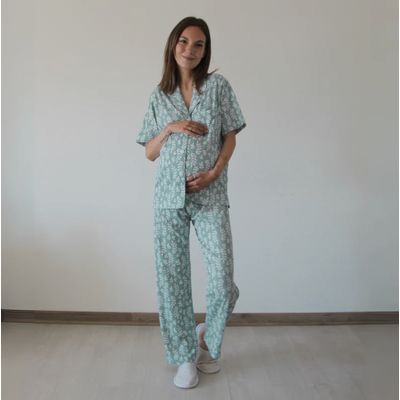 Imagen 2 del producto Pijama Maternal y Lactancia Camisero Hojas Verdes Maternity