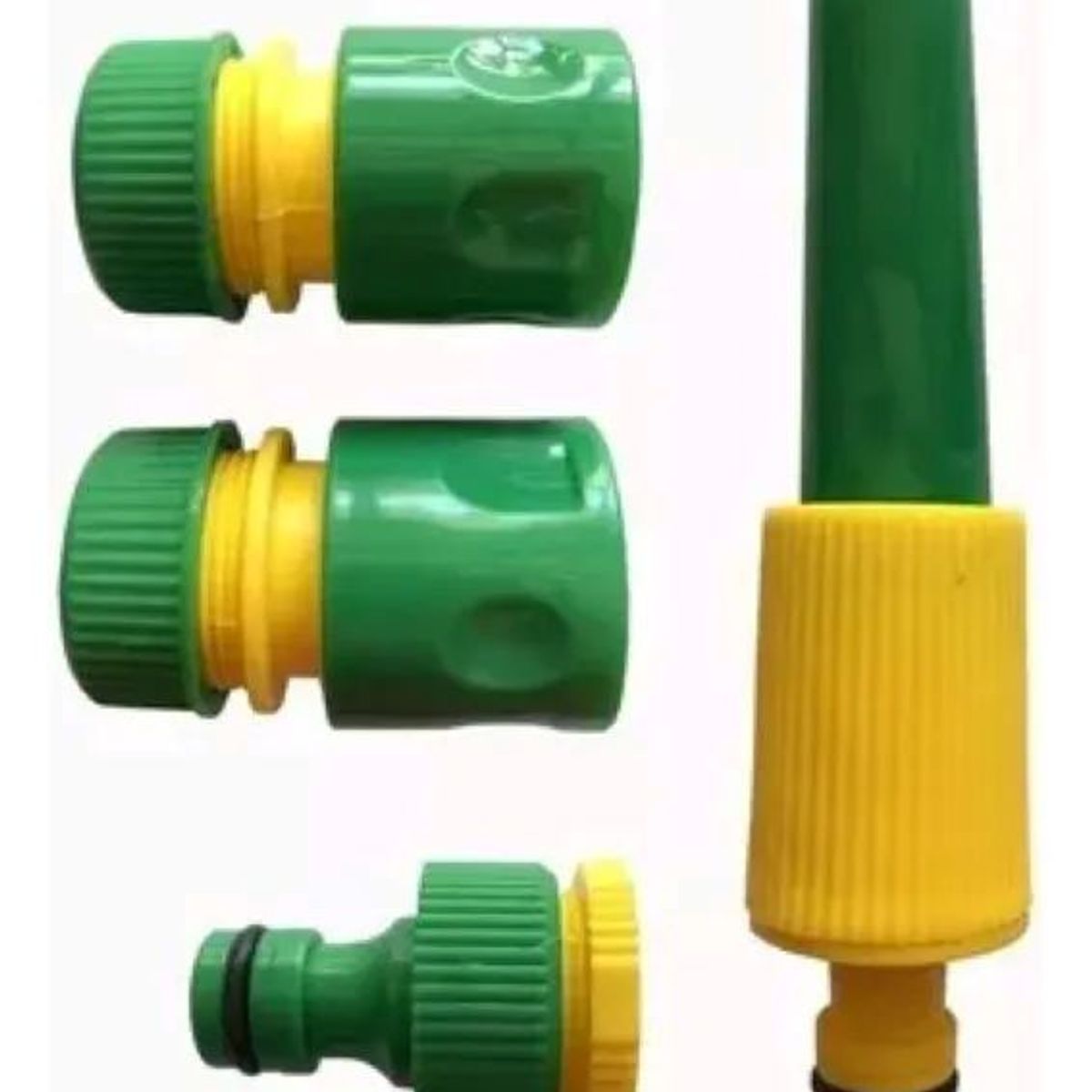 METALFER - Set Riego Pistola Pitón 5pcs Acoples Rápidos Para Manguera