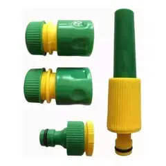 METALFER - Set Riego Pistola Pitón 5pcs Acoples Rápidos Para Manguera