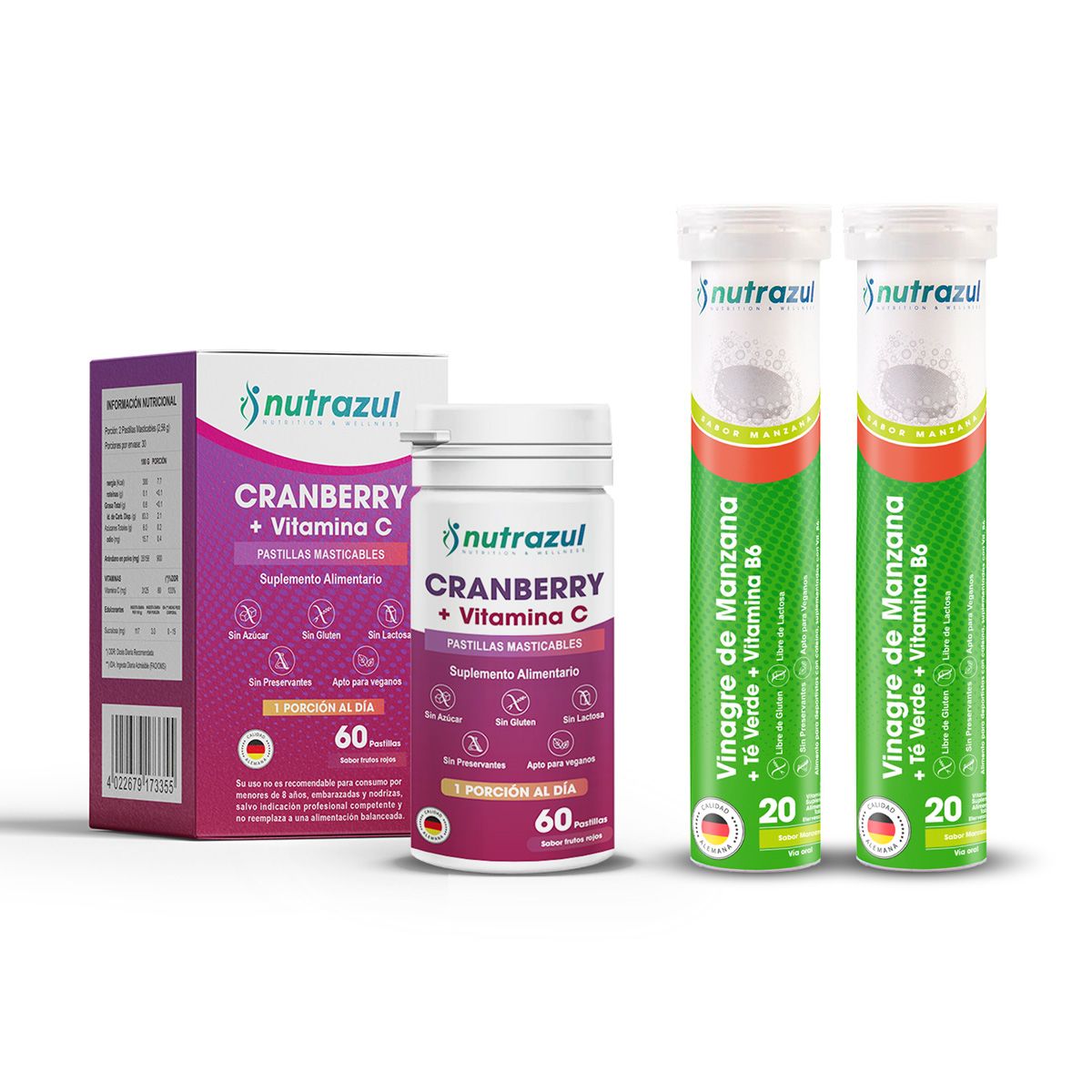 NUTRAZUL - Cranberry Vitamina C + Vinagre De Manzana Nutrazul - Pack 3u