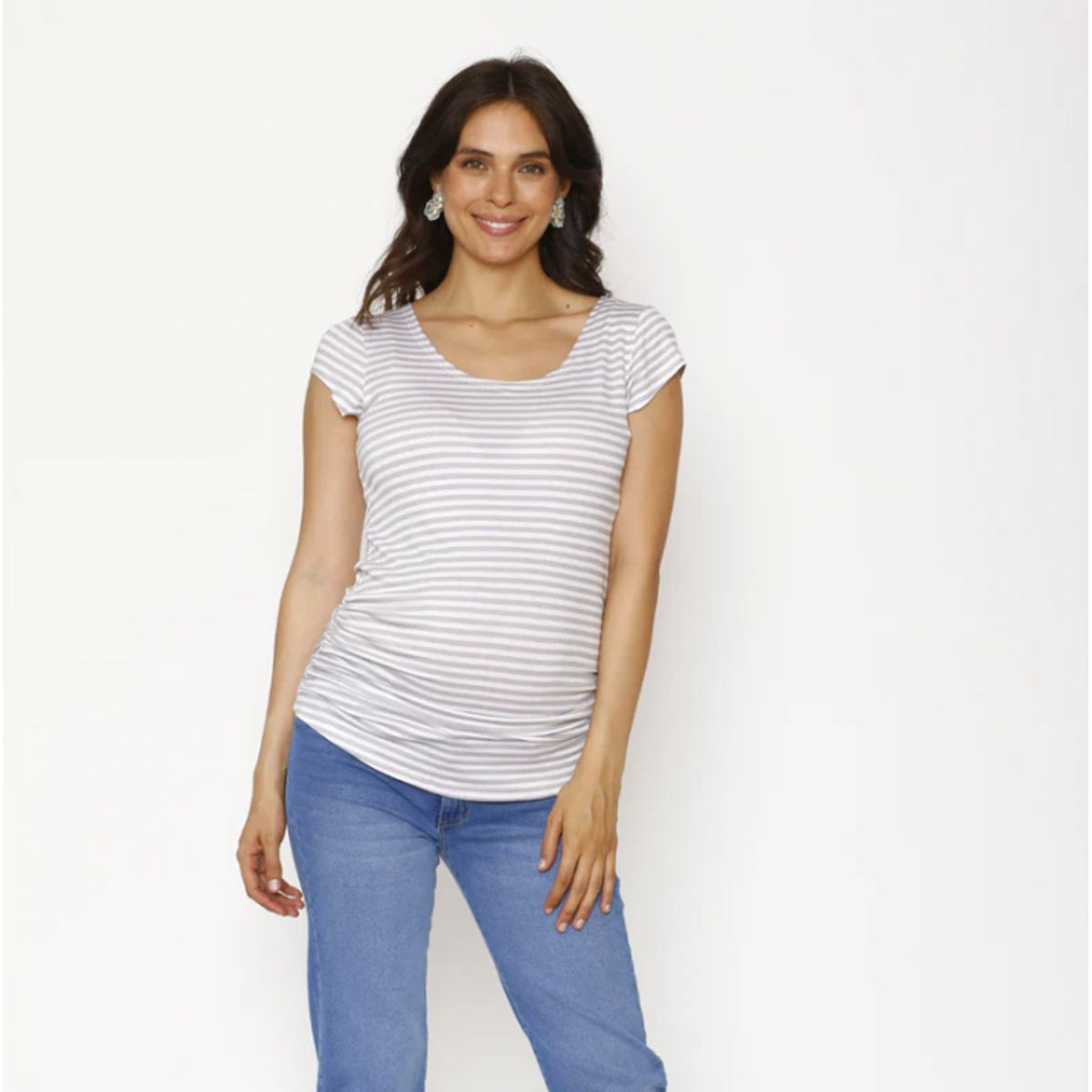 NALA - Polera Maternal Básica Rayas Gris Nala maternity