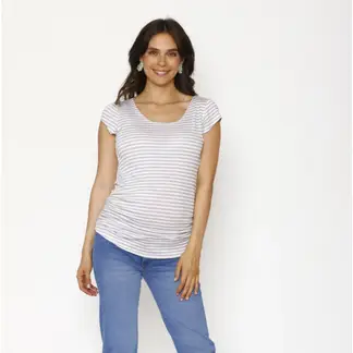 NALA - Polera Maternal Básica Rayas Gris maternity