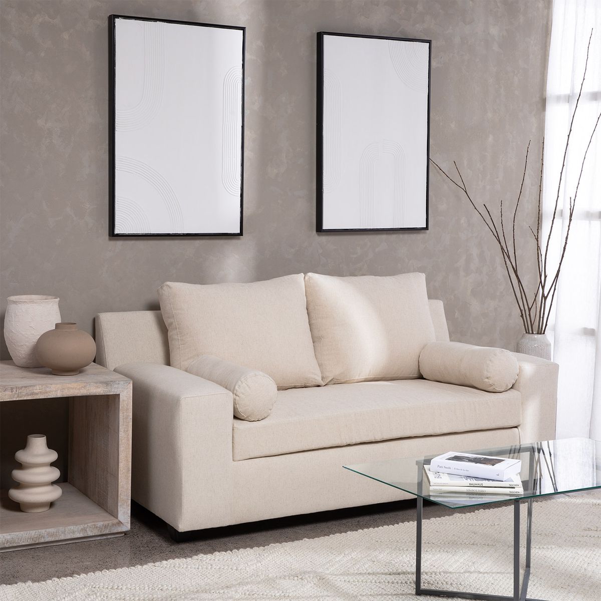 INTERMUEBLES - Sofá 3 Cuerpos Santi Lino Americano Crudo