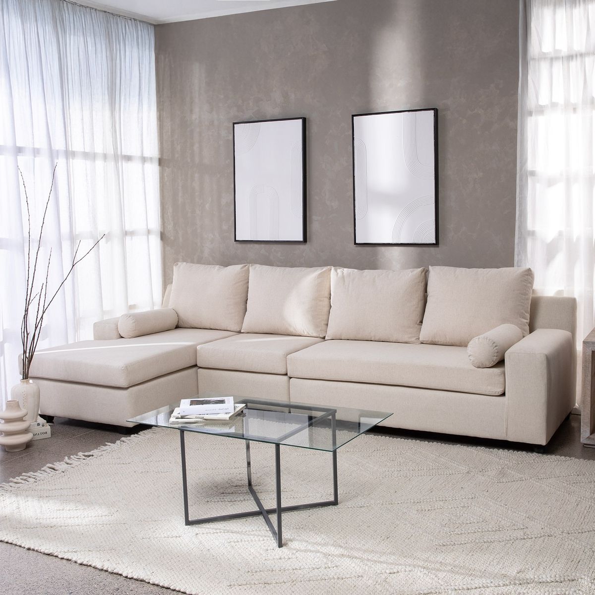 INTERMUEBLES - Seccional Santi XL Izquierdo Lino Americano Crudo