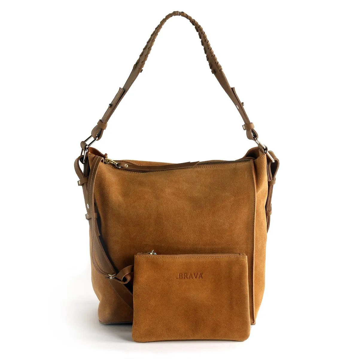 BRAVA - Cartera de cuero modelo VIRGINIA Tostado